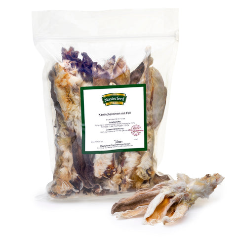 Kaninchenohren mit Fell: Natürlicher Kausnack für Hunde